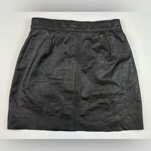 Rare Vintage German Goth 1990s Black Leather Skirt Collection K.K. Berlin, Sz 40